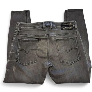 Diesel Sleenker Skinny Jeans Men's 31x30 Distressed Button Fly Gray Wash